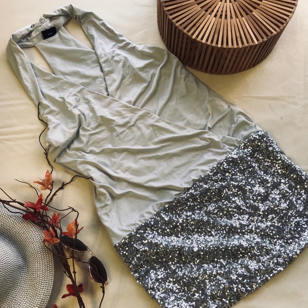 Silver sequin bodycon dress